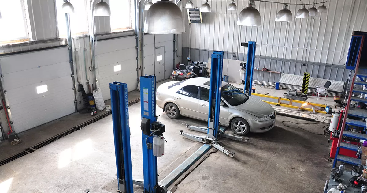 Professional automotive restoration workshop